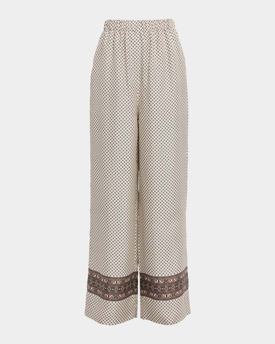 Valerio Silk Straight-Leg Pull-On Trousers